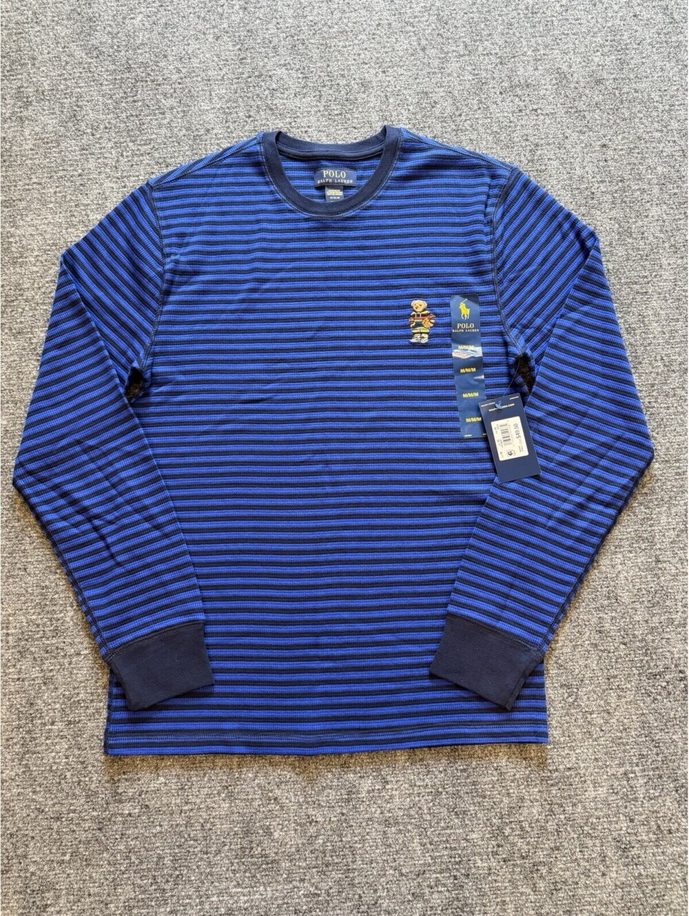 NWT Polo Bear By Ralph Lauren Men's Waffle Knit Thermal CrewNeck T-Shirt SZ Med